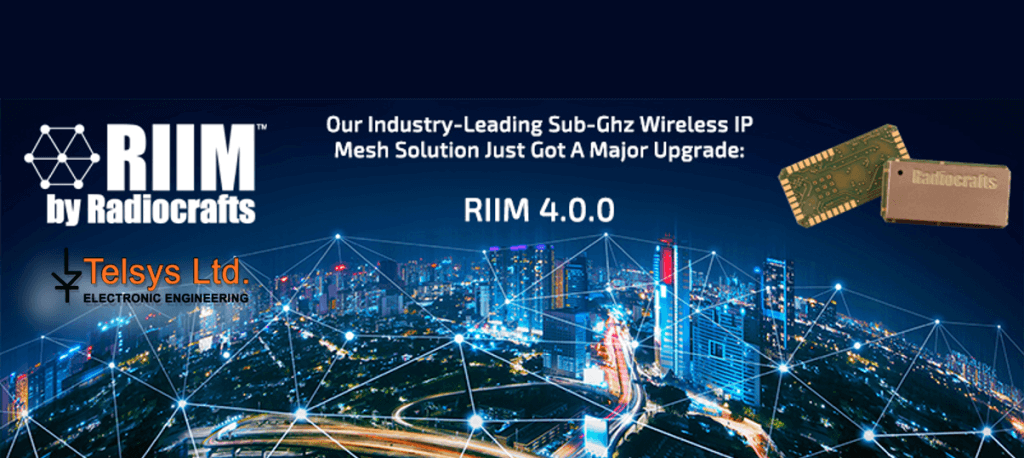 RIIM (Radiocrafts Industrial IP Mesh) is an embedded RF system designed to be an all-inclusive, easy-to-use, long range wireless communication mesh solution providing unmatched reliability in data transmission success rates and scalability. The RF protocol is the IEEE802.15.4 g/e standard. In addition, RIIM includes an Intelligent C-programmable I/O (ICI), which makes it possible to directly interface to any sensor or actuator, and, it supports Mist Computing to reduce bandwidth requirements and for fast responses to local events. RIIM does not require any license or subscription fee.